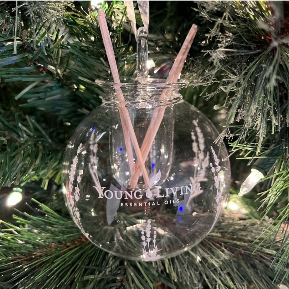 Young Living Clear Glass Christmas Tree Ornament Reed Diffuser
